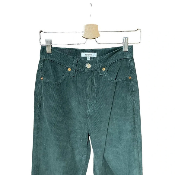 RE/DONE 70s Loose Flare Green Corduroy Jeans‎ Size 25 - Picture 3 of 13